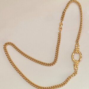 Vintage Chain Belt Bright Gold Tone Metal 29 inches long